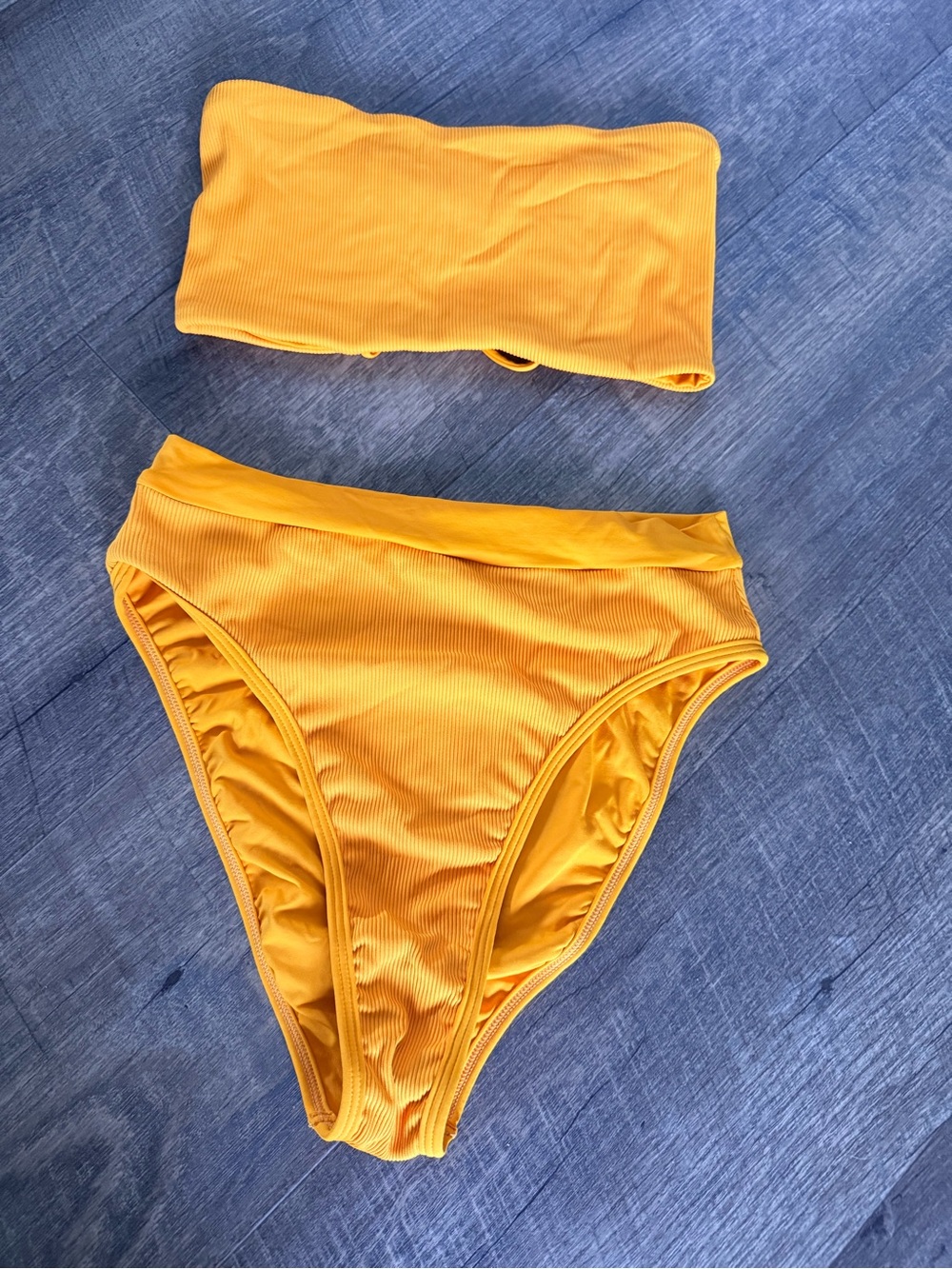 l*space Bright Yellow Ribbed Bikini Set